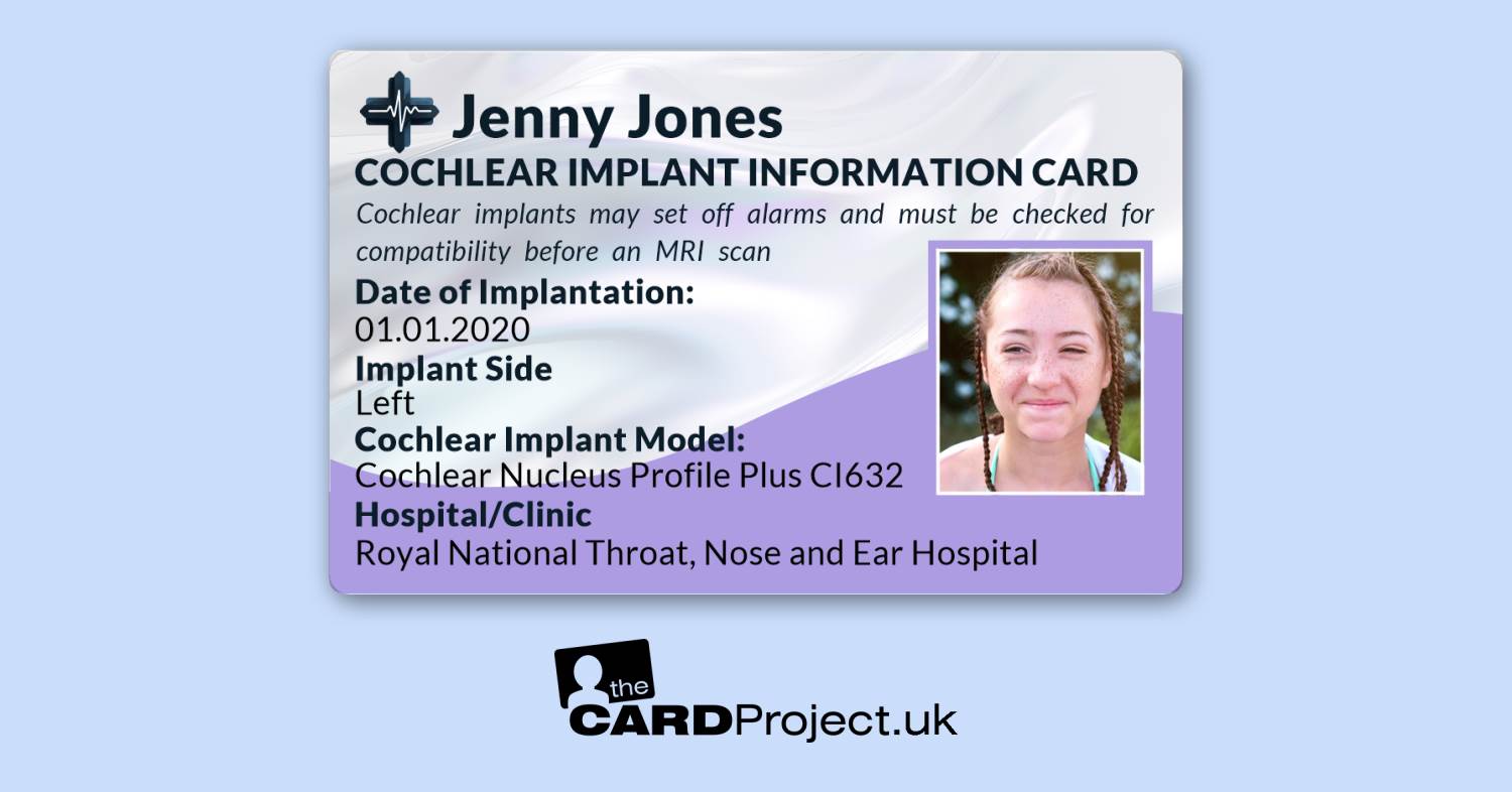 Cochlear Implant Information Card (FRONT)